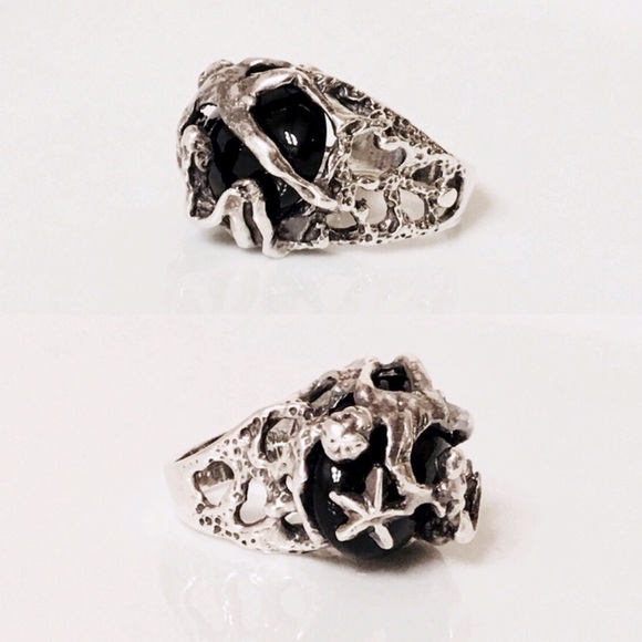 Sterling Nude Figures Brutalist Organic Art Ring - Picture 2 of 8